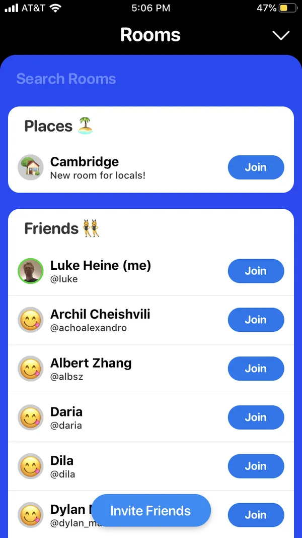 Rooms: Places and Friends