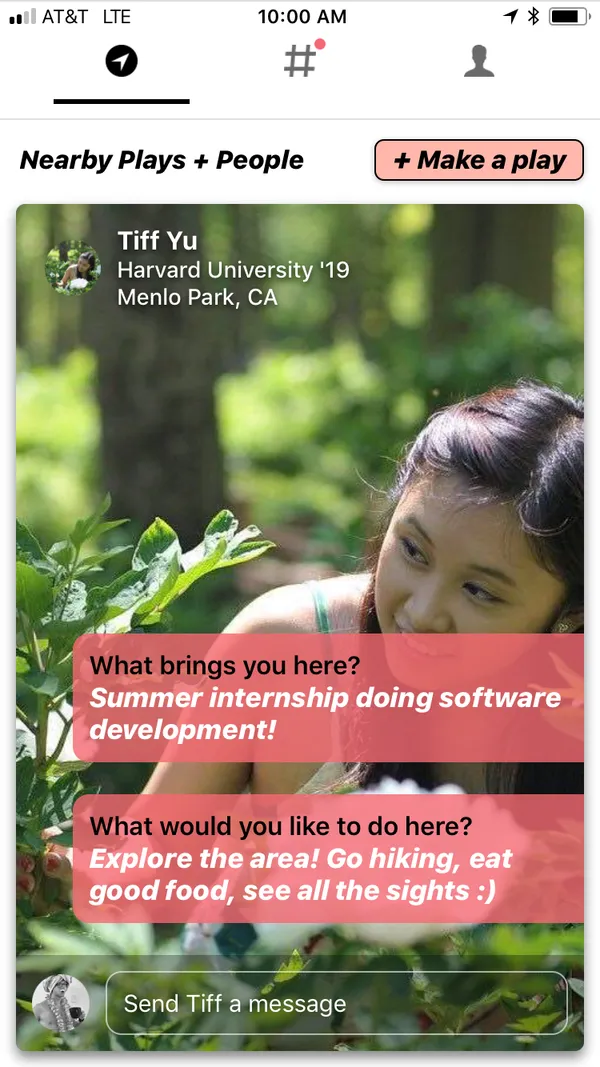 Nearby people and plans