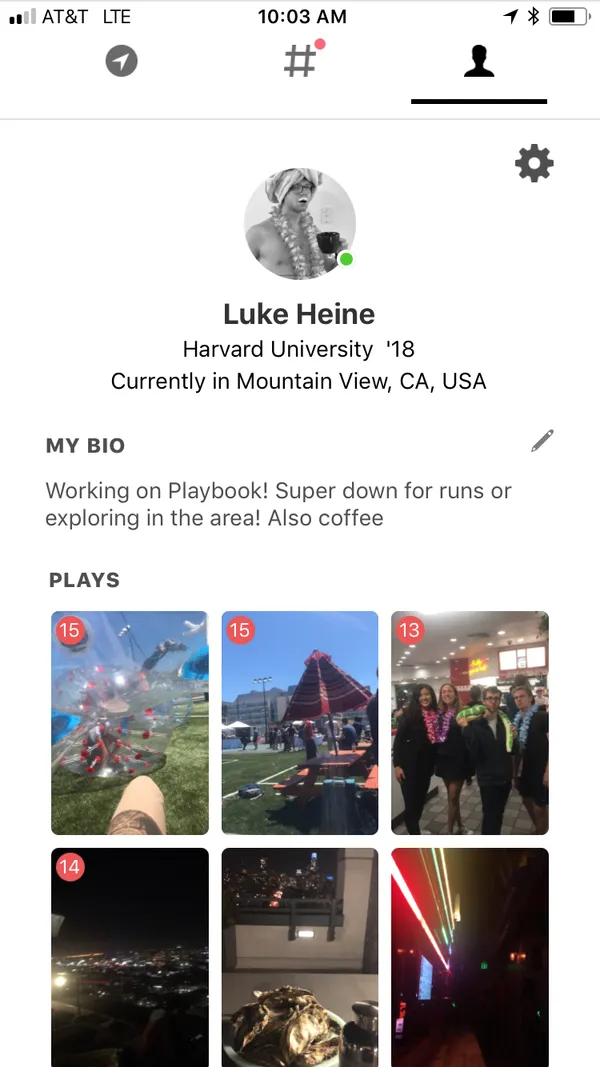 User profile with plays