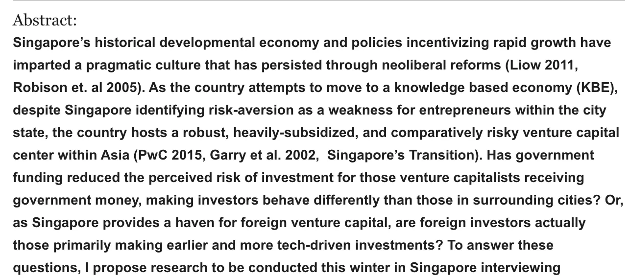 Singapore VC & Risk Culture Study